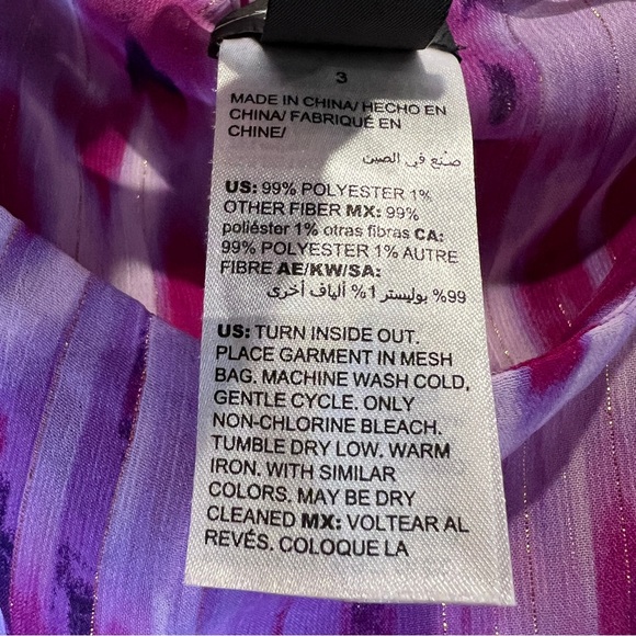 Chico's Fuchsia Purple Ikat Tunic Top Cold Shoulder Gold Thread Uzbek Boho Shawl - Picture 6 of 9